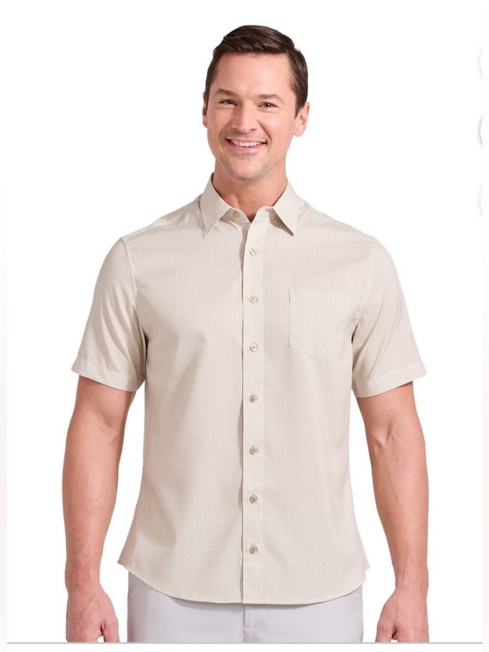 Nick Graham Men's Short Sleeve Button-Up Shirt in Light Beige